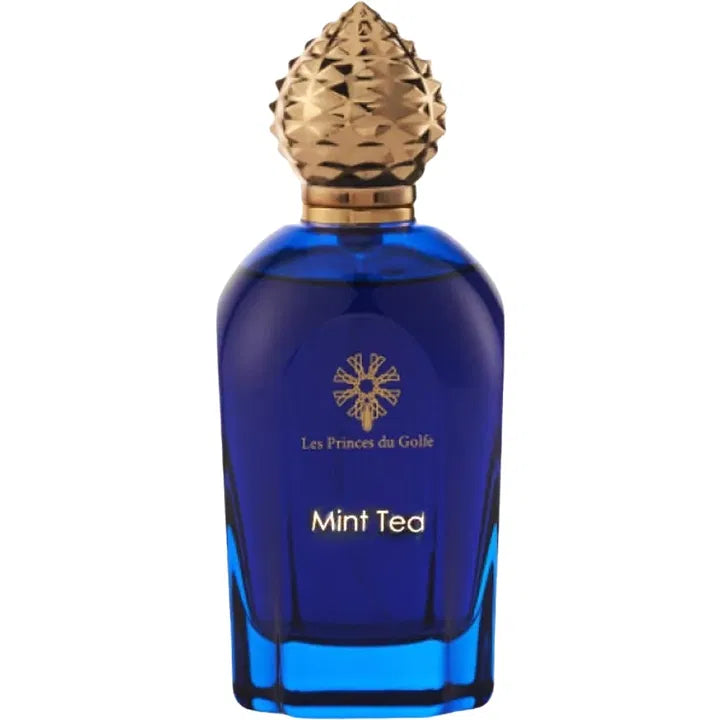 Flacon parfum Mint Tea Les Princes Golfe bleu 100ml bouchon doré oriental